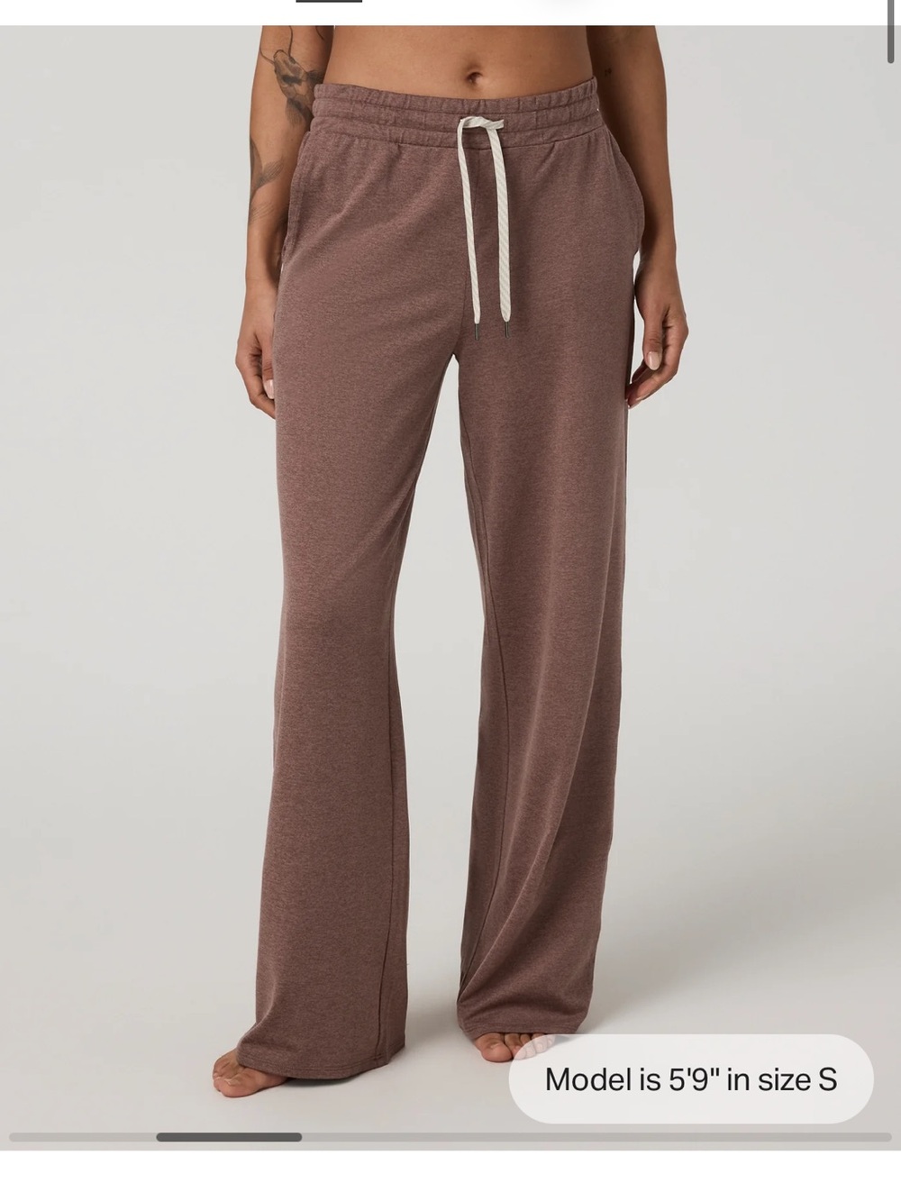 Vuori Halo Essential Wideleg Pant Sable Heather Womens Pockets DreamKnit M NEW